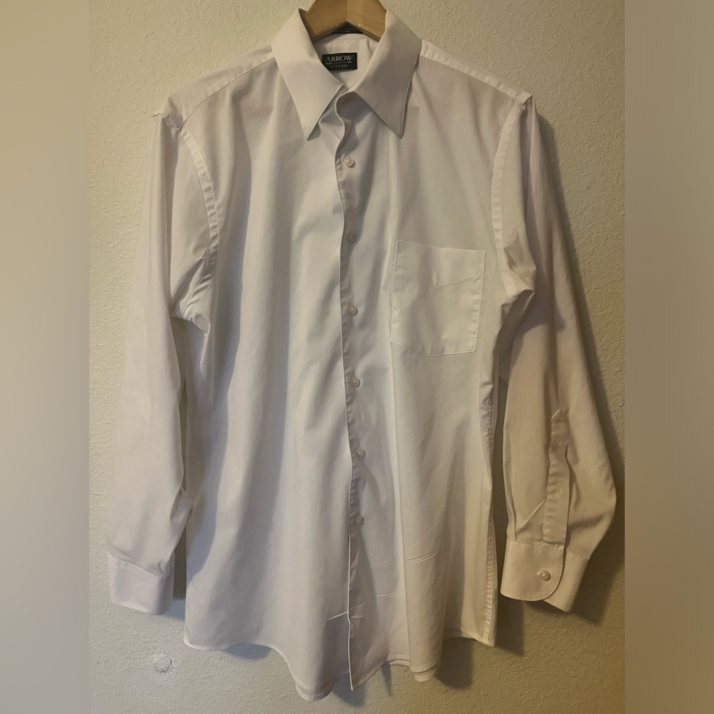 Men’s White Arrowhead Fitted 32/33 Large‎ Dress Shirt